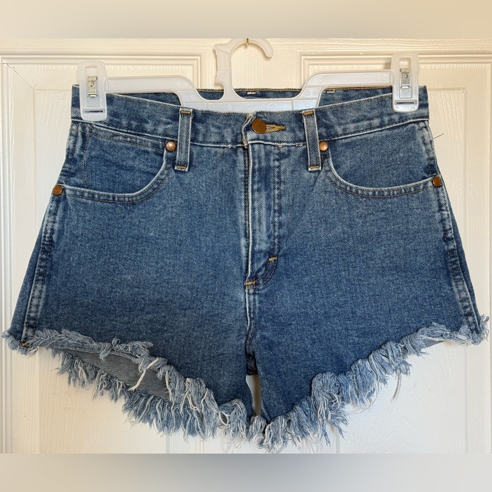 Wrangler Blue Frayed Jean Shorts